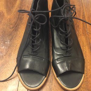 Coolway Open Toe, Lace-up Ankle Leather Booties